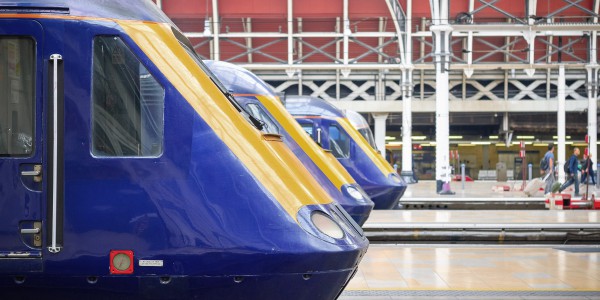 Trains at railway station